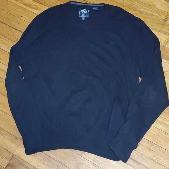Mens Black Cotton Cashmere Sweater Size 